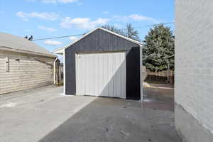 Garage featuring a storage unit