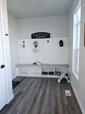 Mudroom featuring LVP floors and healthy amount of natural light