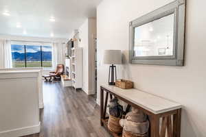 Breathtaking views of the Wellsville mountains upon entering through these huge windows