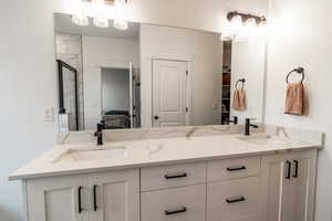 double sinks and full wall mirror