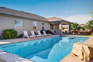 View of pool featuring a patio