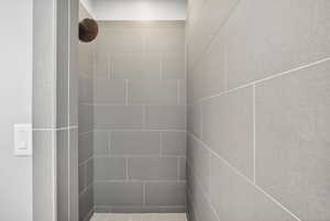 Bathroom view of a shower stall