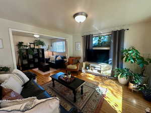 Living room with wood finished floors