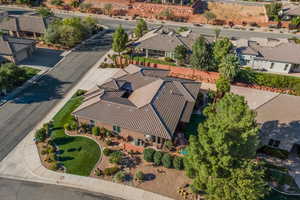 Aerial perspective of suburban area