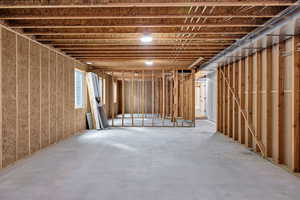 View of below grade living room area
