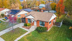 Aerial perspective of suburban area