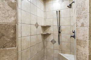 Bathroom view of tiled shower