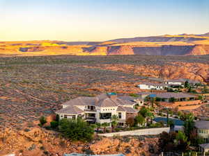 Aerial view at dusk of a mountain view