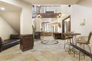 Building lobby featuring a high ceiling