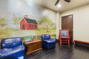 View of patio with a ceiling fan