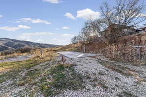 View of yard with a mountain view