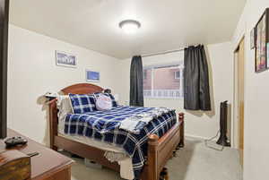 Bedroom with carpet flooring and a closet