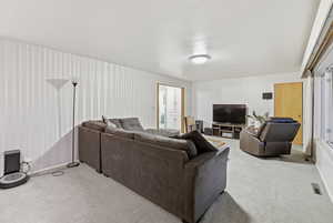 Living room with carpet flooring