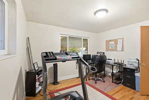 Office area with light wood finished floors