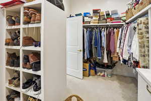 Spacious closet with light colored carpet