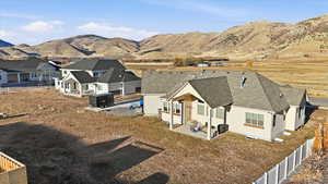 Drone / aerial view of a mountain backdrop
