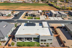 Aerial perspective of suburban area