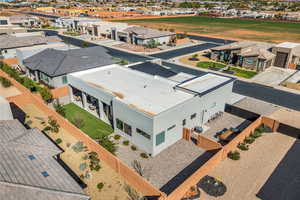 Aerial perspective of suburban area
