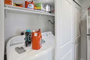 Laundry area with washer and clothes dryer in Kitchen