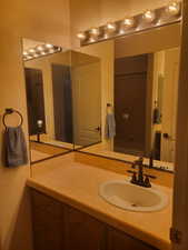 Full bathroom featuring vanity and tub / shower combination