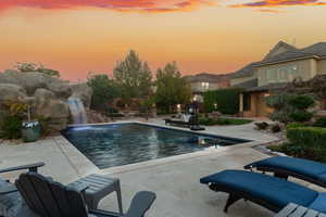Outdoor pool with a patio