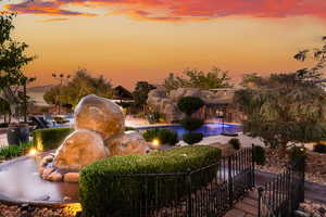 Exterior space with view of pool area