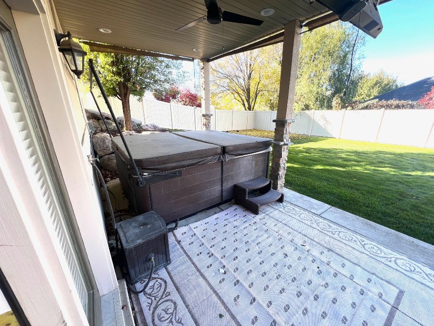 Walk out to enjoy your hot tub year round.