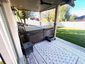 Walk out to enjoy your hot tub year round.