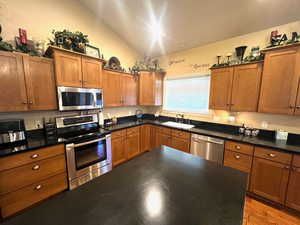Plenty of counter space for food prep, projects or homework.