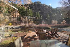 Wooden deck featuring a water view