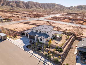 View from above of property with mountains