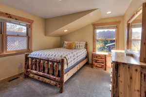 Bedroom featuring recessed lighting and carpet flooring