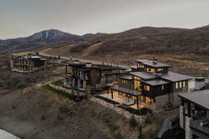 Aerial view of a mountainous background