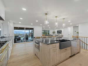 Doors leading from kitchen to covered patio