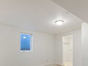 Large basement bedroom with walk-in closet