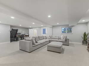 above grade windows in basement family room