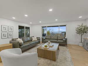 Large windows with valley views