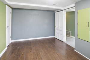 Empty room with dark wood finished floors