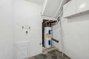 Utility room featuring electric water heater