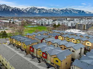 Drone / aerial view of a mountain backdrop