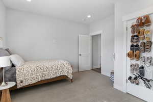 Bedroom with carpet and recessed lighting