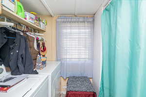 Washroom with separate washer and dryer