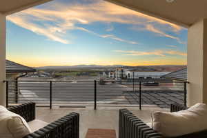 Balcony with a mountain view