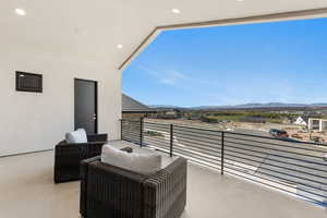 Balcony with a mountain view