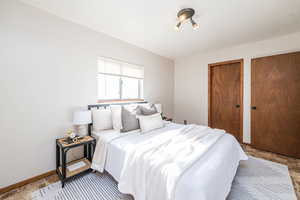 Bedroom #1 with closet and entry to bathroom