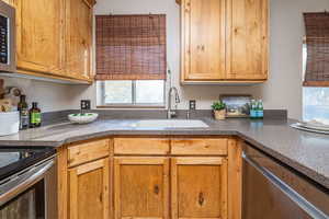 Kitchen featuring stainless steel appliances and a sink