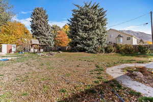 View of yard with a mountain view