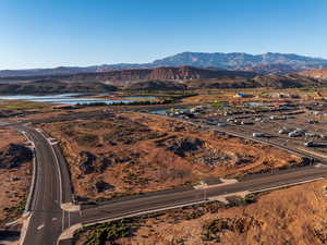 Drone / aerial view of a water and mountain view