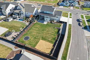 Aerial perspective of suburban area