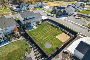 Aerial perspective of suburban area